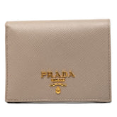 プラダ 二つ折り財布 グレー マルチカラー サフィアーノレザー レディース PRADA 【中古】