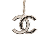 シャネル ココマーク ラインストーン ネックレス シルバー ブラック メタル レディース CHANEL 【中古】