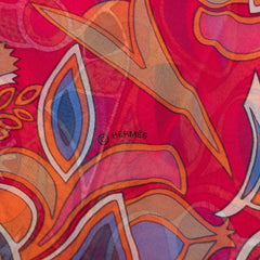 エルメス ロングストール 大判 レッド系 マルチカラー シルク レディース HERMES 【中古】