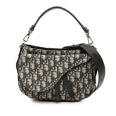 ディオール トロッター サドル ハンドバッグ ショルダーバッグ 2WAY ネイビー ベージュ キャンバス レザー レディース Dior 【中古】
