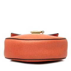 クロエ ドリュー 斜め掛け チェーン ショルダーバッグ オレンジ系 ゴールド レザー メッキ レディース Chloe 【中古】