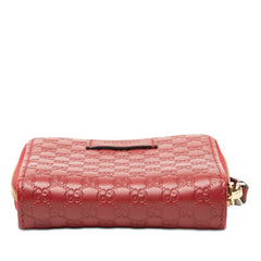 グッチ マイクログッチシマ 二つ折り財布 コンパクト ウォレット Wホック 449395 レッド レザー レディース GUCCI 【中古】