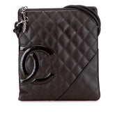 シャネル カンボンライン ココマーク 斜め掛け ショルダーバッグ ブラウン ラムスキン レディース CHANEL 【中古】