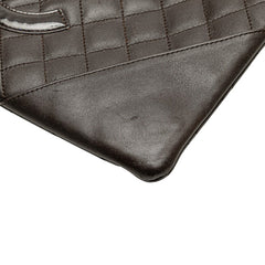 シャネル カンボンライン ココマーク 斜め掛け ショルダーバッグ ブラウン ラムスキン レディース CHANEL 【中古】