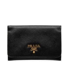 プラダ カードケース 名刺入れ ブラック サフィアーノレザー レディース PRADA 【中古】