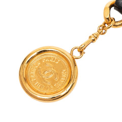 シャネル 31 RUE CAMBON ル カンボン ココマーク チェーン ベルト ゴールド ブラック メッキ レザー レディース CHANEL 【中古】