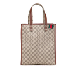 グッチ GGスプリーム シェリーライン トートバッグ ハンドバッグ 211135 ベージュ ブラウン PVC レザー レディース GUCCI 【中古】