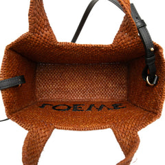 ロエベ フォントトート スモール ハンドバッグ ショルダーバッグ 2WAY かごバッグ ブラウン ラフィア レザー レディース LOEWE 中古