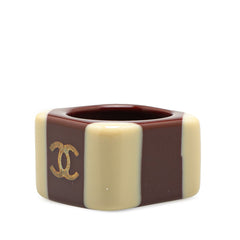 シャネル ココマーク スクエア リング 指輪 ブラウン ベージュ プラスチック レディース CHANEL 【中古】