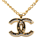 シャネル ココマーク ネックレス ゴールド ブラック メッキ エナメル レディース CHANEL 中古