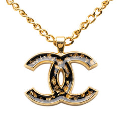 シャネル ココマーク ネックレス ゴールド ブラック メッキ エナメル レディース CHANEL 中古