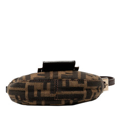 フェンディ ズッカ ミニクロワッサン ミニポーチ ハンドバッグ 26673 ブラウン キャンバス レザー レディース FENDI 【中古】