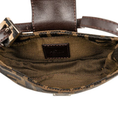 フェンディ ズッカ ミニクロワッサン ミニポーチ ハンドバッグ 26673 ブラウン キャンバス レザー レディース FENDI 【中古】