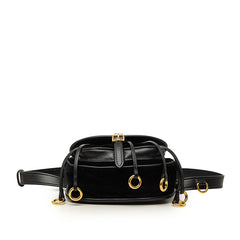 プラダ チェーン ショルダーバッグ ウェストバッグ 2WAY 1BD050 ブラック ゴールド ベロア レザー レディース PRADA 中古