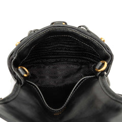 プラダ チェーン ショルダーバッグ ウェストバッグ 2WAY 1BD050 ブラック ゴールド ベロア レザー レディース PRADA 中古