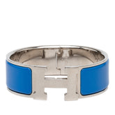 エルメス クリッククラックH PM ブレスレット バングル シルバー ブルー メタル エナメル レディース HERMES 【中古】