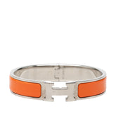 エルメス クリックH PM エナメルブレスレット バングル シルバー オレンジ メタル レディース HERMES 【中古】