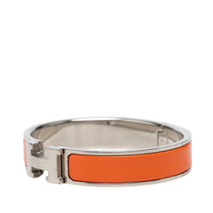 エルメス クリックH PM エナメルブレスレット バングル シルバー オレンジ メタル レディース HERMES 【中古】