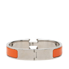 エルメス クリックH PM エナメルブレスレット バングル シルバー オレンジ メタル レディース HERMES 【中古】