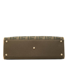 フェンディ ズッカ エックストート ミディアム トートバッグ ショルダーバッグ 2WAY 8BH374 グリーン ブラウン キャンバス レザー レディース FENDI 【中古】