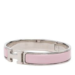 エルメス クリックH TGM エナメルブレスレット バングル ピンク シルバー メタル レディース HERMES 【中古】