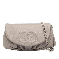 シャネル ハーフムーン ココマーク チェーン ウォレット ショルダーバッグ パープル キャビアスキン レディース CHANEL 【中古】
