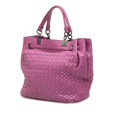 ボッテガヴェネタ イントレチャート ハンドバッグ ショルダーバッグ 2WAY パープル レザー レディース BOTTEGAVENETA 【中古】