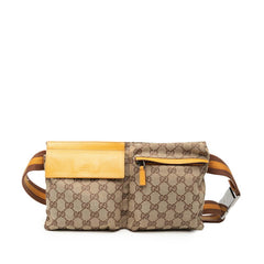 グッチ GGキャンバス ウエストバッグ ボディバッグ 28566 ベージュ イエロー キャンバス レザー ユニセックス GUCCI 【中古】