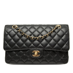 シャネル ココマーク マトラッセ25 ダブルフラップ チェーン ショルダーバッグ ブラック キャビアスキン レディース CHANEL 【中古】
