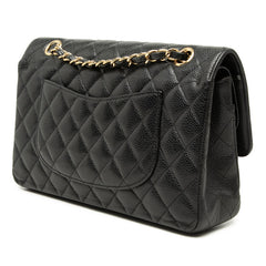 シャネル ココマーク マトラッセ25 ダブルフラップ チェーン ショルダーバッグ ブラック キャビアスキン レディース CHANEL 【中古】