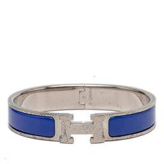 エルメス クリッククラック クリックH PM ブレスレット シルバー ブルー メタル エナメル レディース HERMES 【中古】