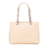 シャネル マトラッセ ココマーク チェーントートバッグ ベージュ キャビアスキン レディース CHANEL 中古