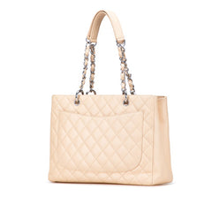 シャネル マトラッセ ココマーク チェーントートバッグ ベージュ キャビアスキン レディース CHANEL 中古