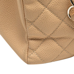 シャネル マトラッセ ココマーク チェーントートバッグ ベージュ キャビアスキン レディース CHANEL 中古
