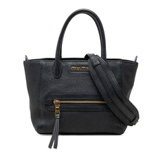 ミュウミュウ マドラス ハンドバッグ ショルダーバッグ 2WAY ネイビー レザー レディース MIUMIU 【中古】