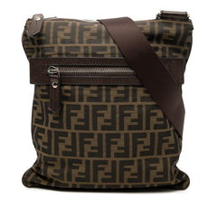 フェンディ ズッカ 斜め掛け ショルダーバッグ 7VA255 ブラウン キャンバス メンズ FENDI 【中古】