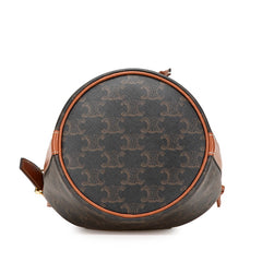 セリーヌ トリオンフ スモール ドローストリング 斜め掛け ショルダーバッグ ブラウン PVC レザー レディース CELINE 【中古】