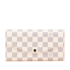 ルイ ヴィトン ダミエ アズール ポルトフォイユ サラ 長財布 N63208 ホワイト PVC レザー レディース LOUIS VUITTON 【中古】
