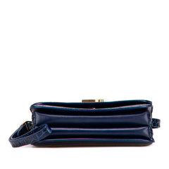 バレンシアガ Bロゴ クロコ型押し ショルダーバッグ 592898 ネイビー レザー レディース BALENCIAGA 中古