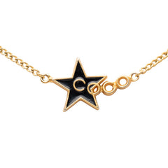 シャネル スター 星 ネックレス ゴールド ブラック メッキ エナメル レディース CHANEL 【中古】