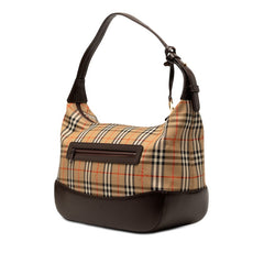バーバリー ノバチェック シャドーホース ハンドバッグ ワンショルダー ベージュ キャンバス レザー レディース BURBERRY 【中古】