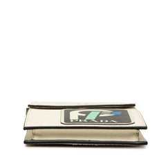 プラダ ロゴ スマホショルダーバッグ スマートフォンケース 2ZH068 ホワイト ブラック サフィアーノレザー レディース PRADA 中古