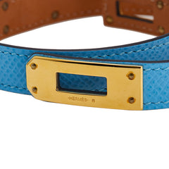 エルメス ミニ ケリー ドゥブルトゥール ブレスレット ブルー ヴォーエプソン メッキ レディース HERMES 【中古】