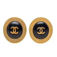 シャネル ココマーク ヴィンテージ ラウンド イヤリング 94A刻印 ゴールド ブラック メッキ レディース CHANEL 【中古】