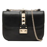 ヴァレンチノ ロックスタッズ 斜め掛け チェーン ショルダーバッグ ブラック レザー レディース Valentino 【中古】