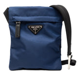 プラダ 三角ロゴプレート ショルダーバッグ ネイビー ブラック ナイロン レディース PRADA 【中古】