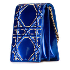 ディオール ディオラマ スタッズ チェーン ショルダーバッグ ブルー エナメル レザー レディース Dior 【中古】