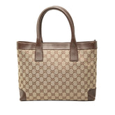 グッチ GGキャンバス ハンドバッグ トートバッグ 002 1119 ベージュ ブラウン キャンバス レザー レディース GUCCI 【中古】