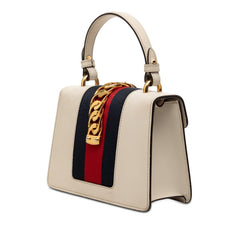グッチ シルヴィ ミニ ハンドバッグ ショルダーバッグ 2WAY 470270 ホワイト ネイビー レッド レザー レディース GUCCI 【中古】