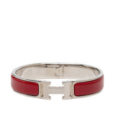 エルメス クリックH PM ブレスレット バングル シルバー レッド ボルドー メタル エナメル レディース HERMES 【中古】